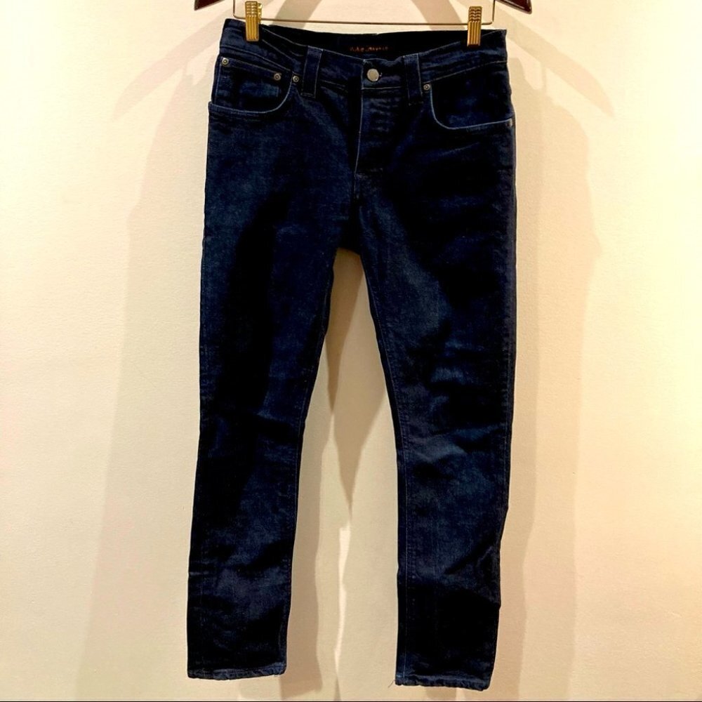 NUDIE  Sz 32 Grim Tim Dry Navy Dips Colour Jeans